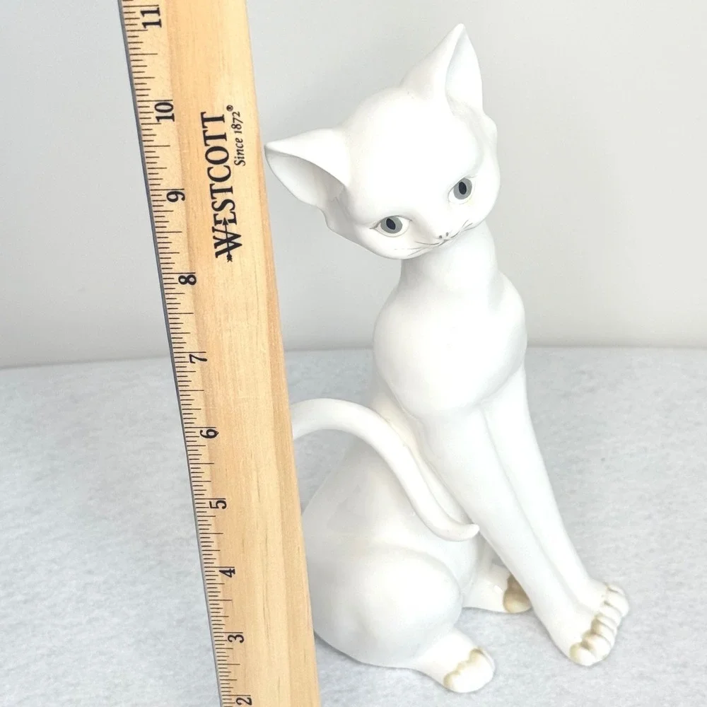 Andrea by Sadek White Porcelain Cat Figurine Hand Painted Japan 10in VTG‎ 6654